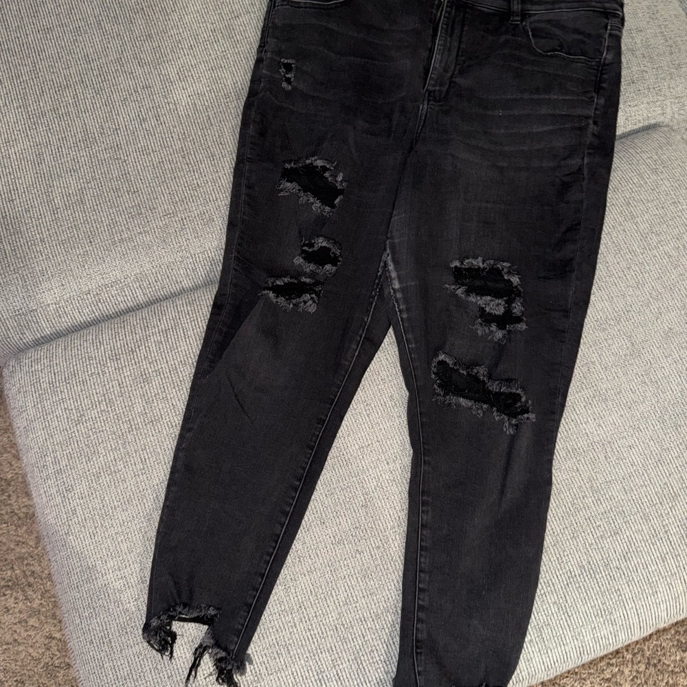 American Eagle Outfitters Black Distressed Jeans